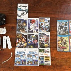 Nintendo Wii U (Black) + Zelda HD Bundle + Wii Games and Accessories