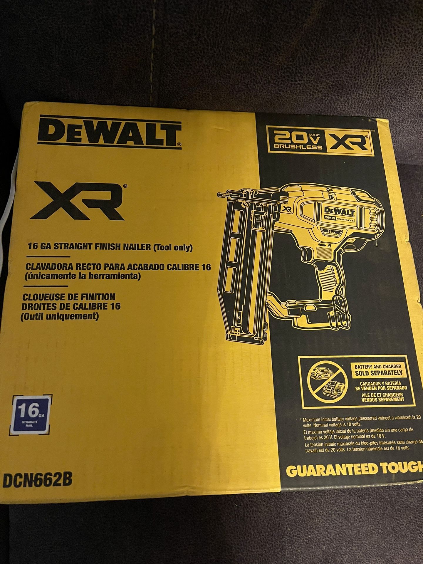 Dewalt 16 Ga Finish Nailer Tool Only XR 20v Max