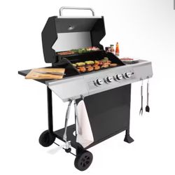 🔥 Brand New 4-Burner Propane BBQ Grill – Stainless Steel & Black 🔥