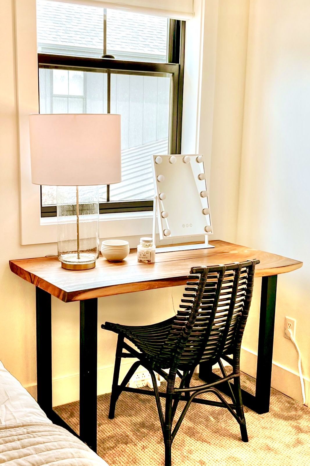 Live edge Walnut entry table. Modern.