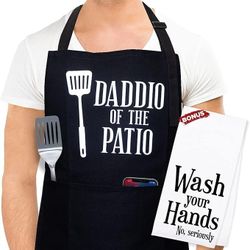 Cooking Apron for Men, Grill Apron for Men - Grilling Gifts for Dad - Aprons for Men, Funny Apron, Birthday Gifts for Dad, Grill Apron for Men Funny