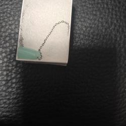 Silver Necklace With Green Stone 