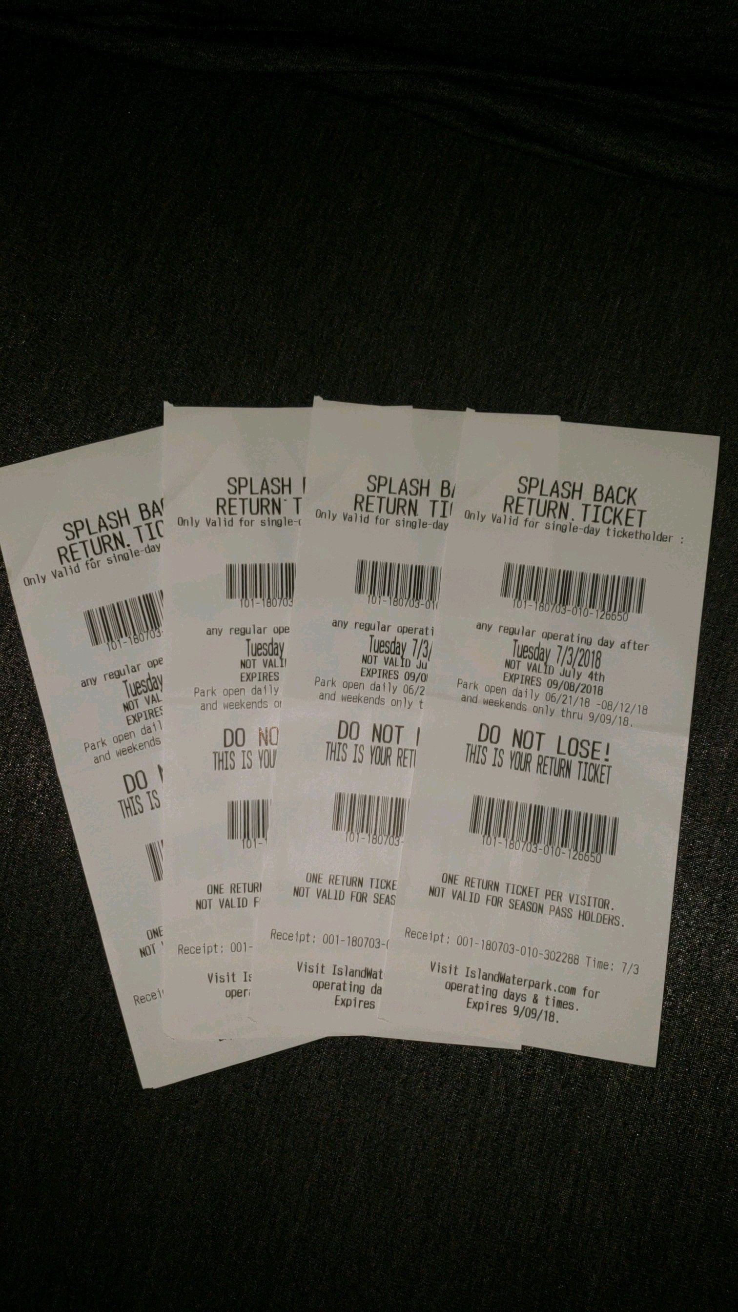 4 ISLAND WATER PARK TICKETS