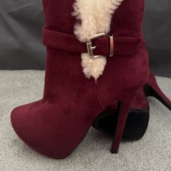FREE Size 6, Stilettos, Burgundy, Boot Heel
