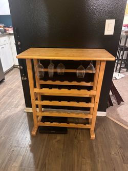 Wooden Wine Rack with Glass Holder