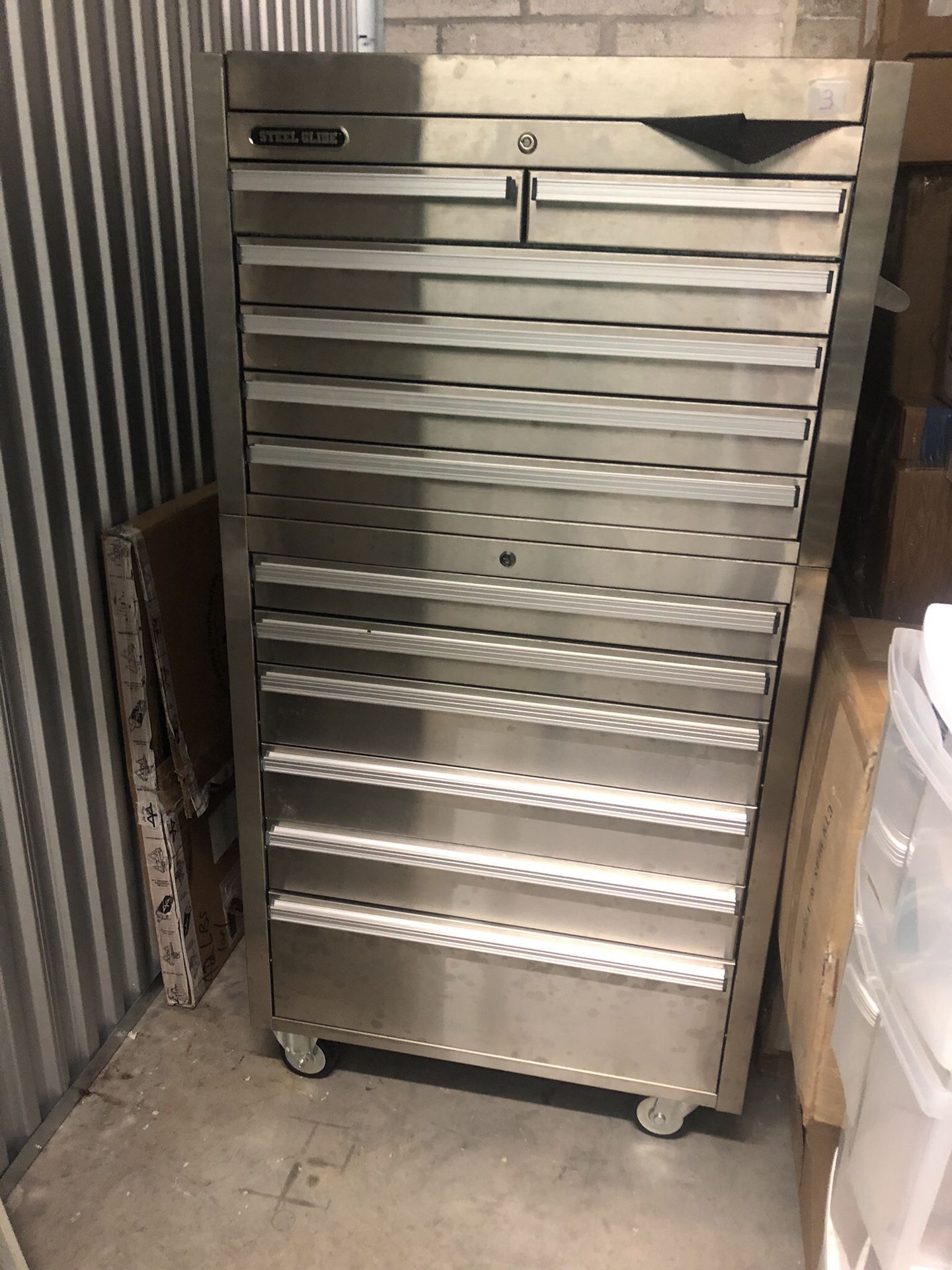 Steel Glide stainless upright tool box