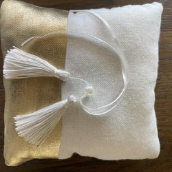 Ring Bearer Pillow Tie and Tassels White And Gold