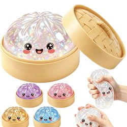 Colorful Giant Squishy Toy with Box, Crazy Fun Glitter Squeeze Fidget Toy for Adults, Stretchable Soft Anxiety Stress Relief Balls for Holiday, Party