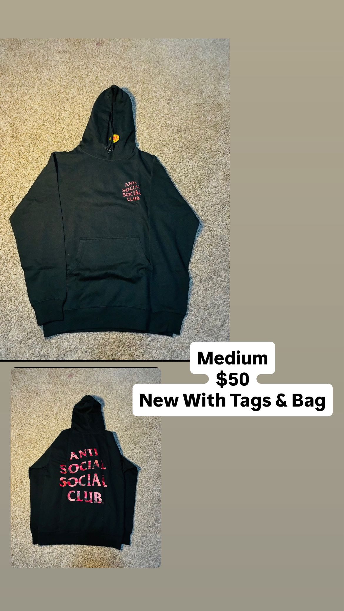 Medium Black Anti Anti Social Club Hoodie