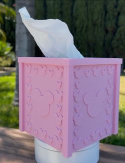 3D-printed pink Mickey Mouse tissue box cover
