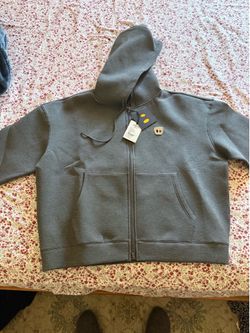 Dangerous people Biscuit Paper Bag Man Embroidery Air Cotton Loose Trendy Cardigan Sweatshirt(small)