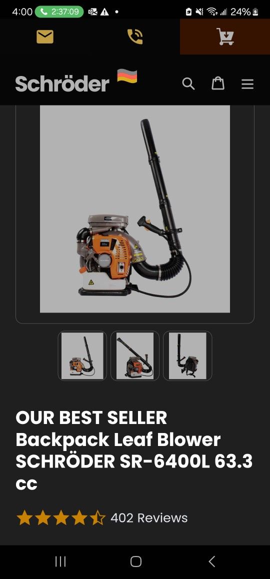 Brand NEW - Backpack Leaf Blower SCHRÖDER SR-6400L