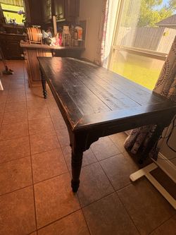 Rustic Farmhouse Dining Table – Solid Wood – Black Finish