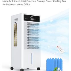 3-IN-1 Portable Evaporative Air Cooler with Fan & Humidifier, Remote, 12H Timer, 4 Ice Pack, 2.4Gal Tank, 4 Mode & 3 Speed, Mist Function, Swamp C