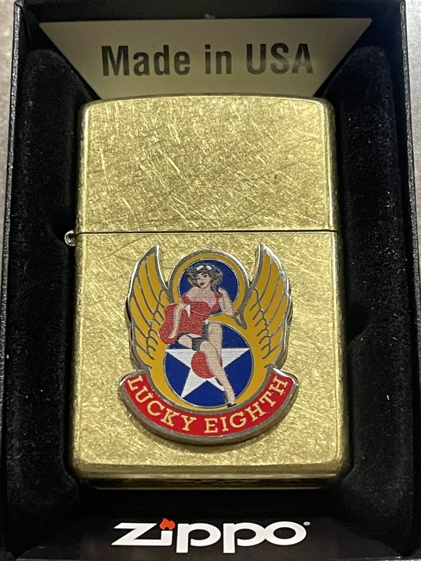 Zippo Military Lighter Lucky Eight USAF Brass
