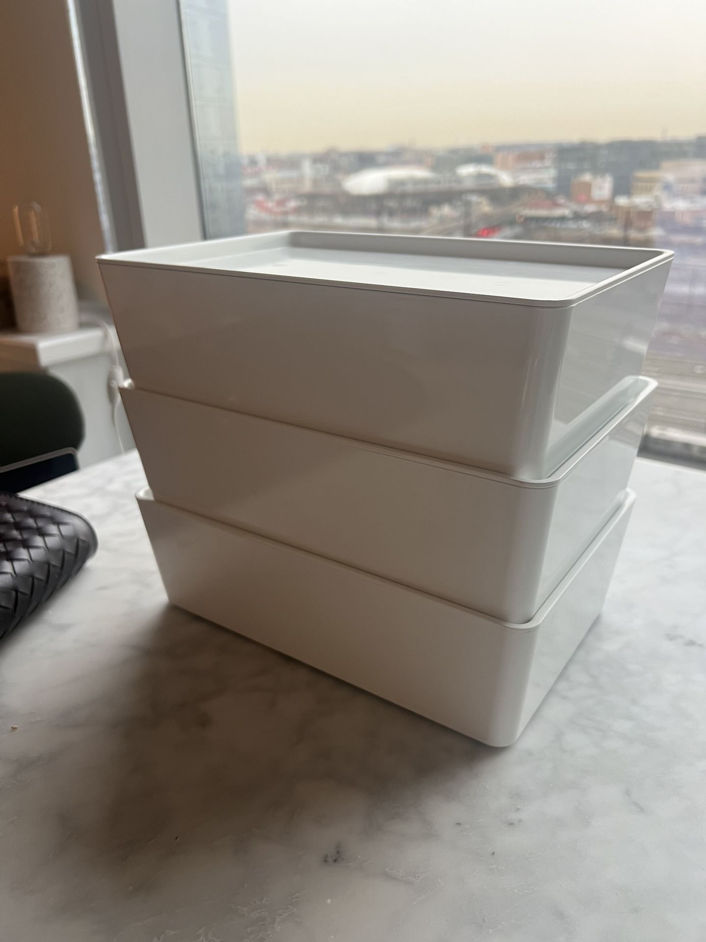3 IKEA Storage boxes with Lids, White