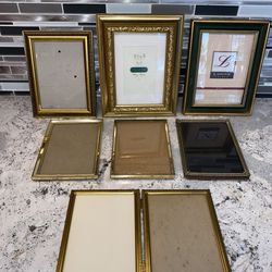 Vintage 5x7” Ornate Gold Picture Wall Frames Lot Of 8