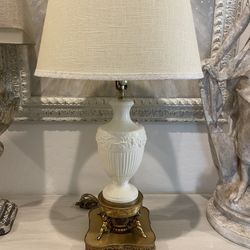 Vintage Cherub Gold And Ivory Lamp