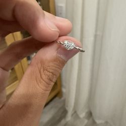 Platinum 950 with Paved Moissanite Heart Ring Size 6