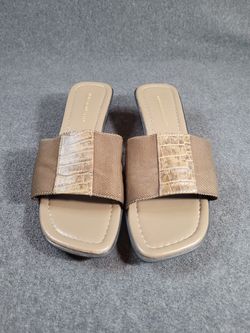 Montego Bay Club Women’s Slide Wedge Sandals – Beige Pattern, Size 9W