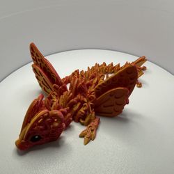 Baby Butterfly Dragon 3D Printed Hand Painted Eyes Copper Orange Filament