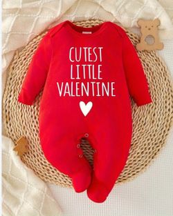 Cutest Little Valentine Baby Footed Romper