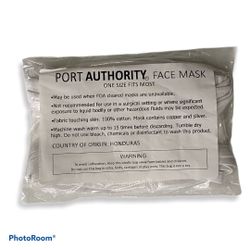 Lot of (5) Port Authority Face Masks White 100% Cotton Washable Reusable