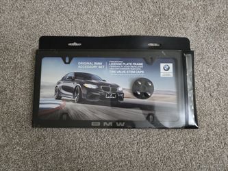BMW Black Slimline Plate Frame and BMW Logo Black Valve Stem Caps