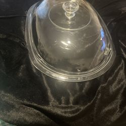 Heavy Clear Glass Oval Casserole Lid 9x12.5”