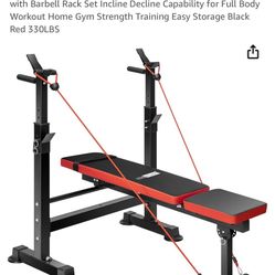 Weight Bench with Barbell Rack Set
