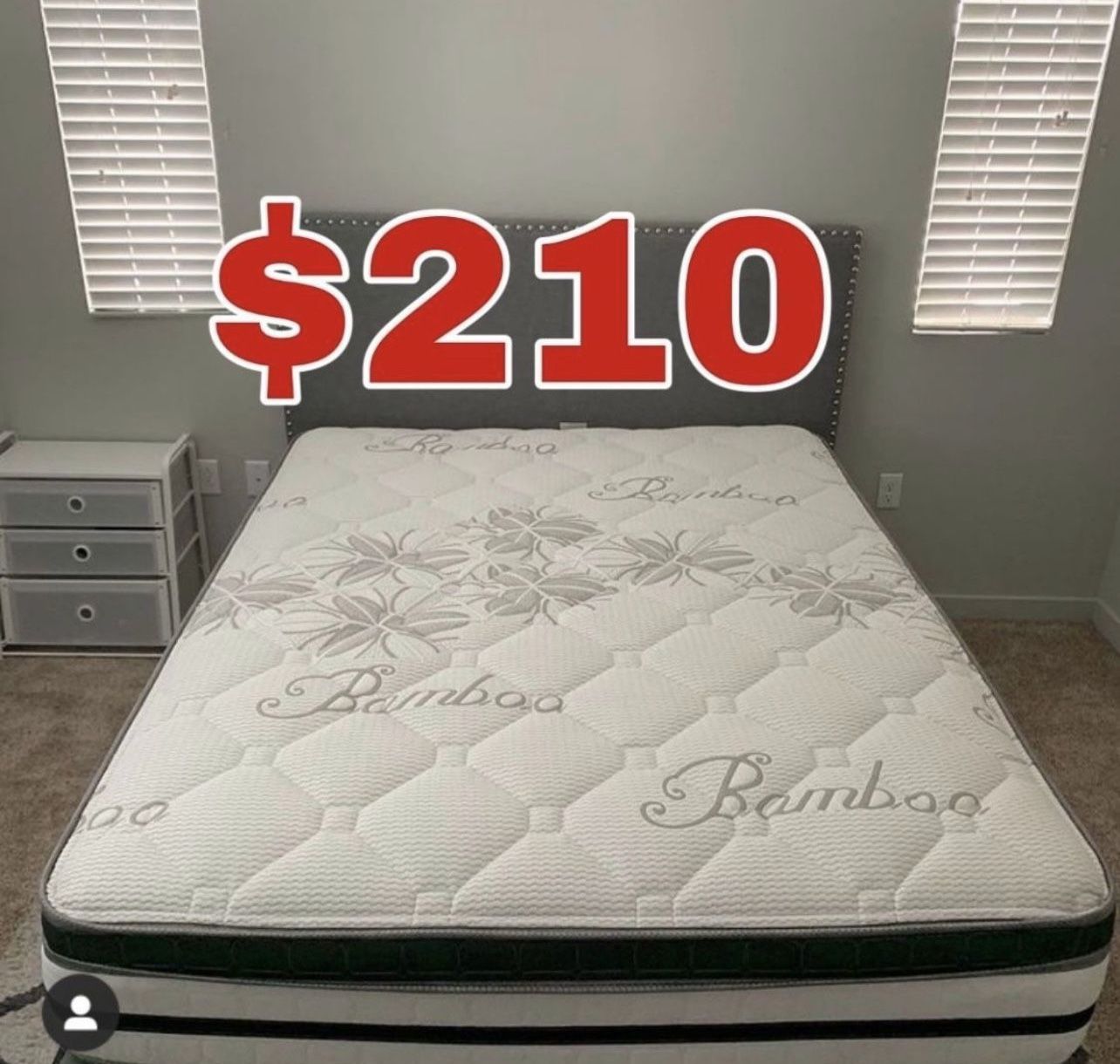 BRAND NEW “LUXURY EURO PILLOW TOP BAMBOO” MATTRESSES 💯 COLCHONES NUEVOS PILLOW TOP 💯 💥12 inches thick 💥 Queen $210❌ $270 With Box Spring 💥 FU