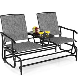2-Seat Outdoor Patio Glider with Center Table