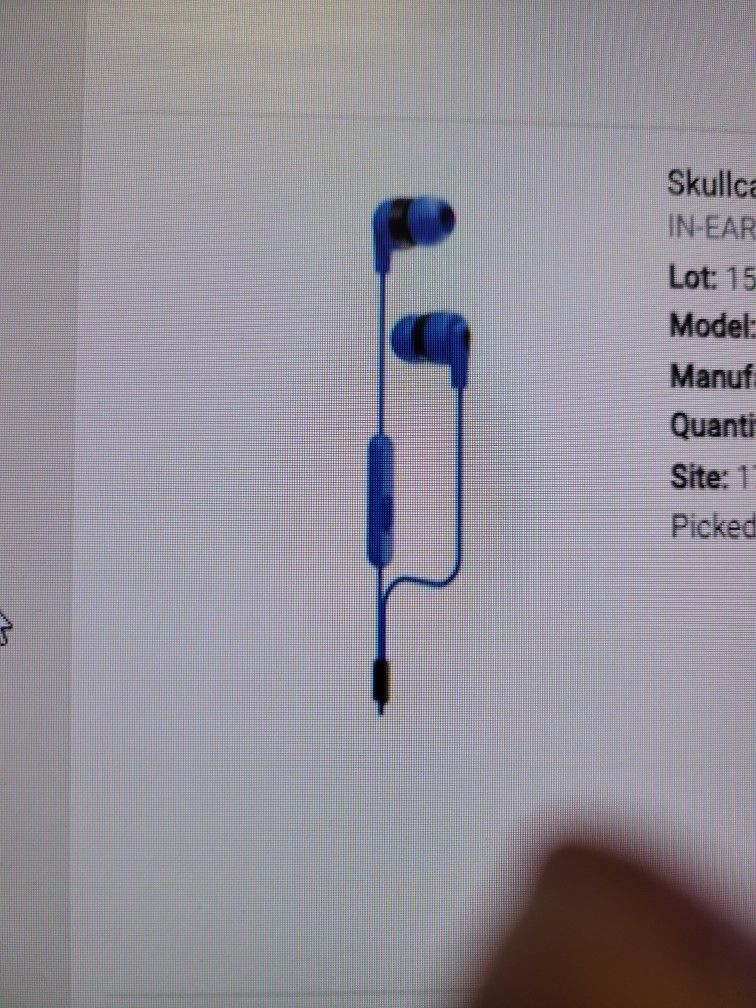 Skullcandy Wired Headphones, Blue, NIB 