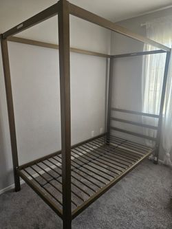 Twin Gold Metal Canopy Bed