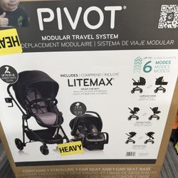 Evenflo Pivot Sistema modular de viaje con asiento de coche infantil LiteMax (Gris casual)