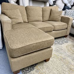 Tan Reversible Chaise Sectional Sofa