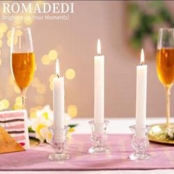 New 20 Pcs Glass Taper Candle Holders-