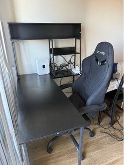 Set of two computer desk and chair