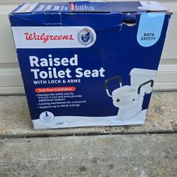Walgreens Raised Toilet Seat with Lock & Arms – 5" Elevated – Like New