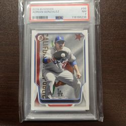 2014 BOWMAN LOS ANGELES DODGERS ADRIAN GONZALEZ CALIFORNIA STATEHOOD NO NAME ERROR CARD PSA 7