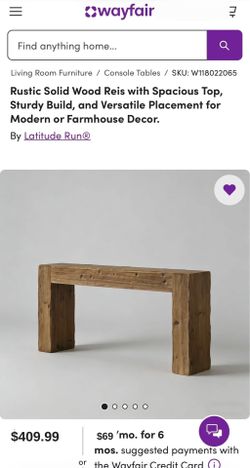 Rustic Farmhouse Solid Wood Console (Wayfair)