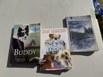 3 Kids Paperback Books- Buddy, News For Dogs & 1 Eyed Cat