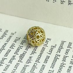 Hollow Gold Charm Bead with XO Pattern, Fun & Sparkling Design, Fits Pandora Bracelets