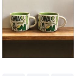 Two Starbucks Coffee Been There Series IOWA Miniature 2oz Espresso Mug Ornaments