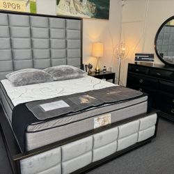 NEW💥5pcs Gray California King Bedroom set (Mattress is not Included)(Chest Sold Separately)💥ORDER NOW