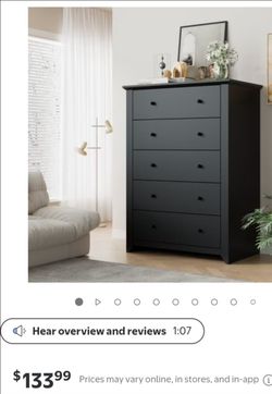 TrumanPick Black Dresser for Bedroom with 5 Drawers 47" Tall Chest of Drawers Wooden Dressers for Closet Living Room