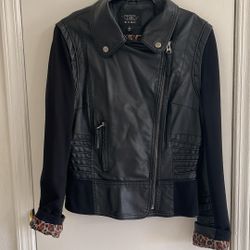 Free TCEC Faux Leather Jacket with Cheetah Lining | Size: Large