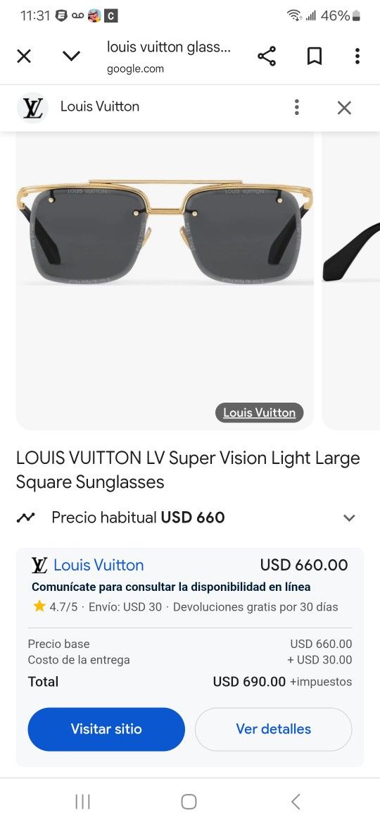 LOUIS VUITTON LV Super Vision Light Large Square Sunglasses