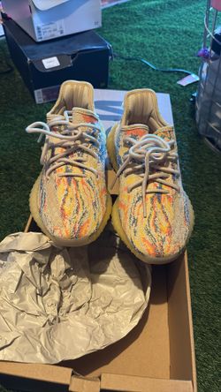 Adidas Yeezy Boost 350 V2 MX Oat sneakers with a multi-toned Primeknit upper.