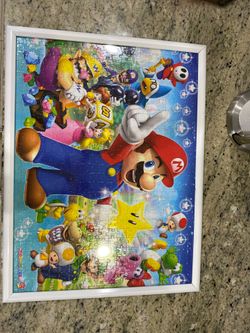 Mario brothers puzzle framed